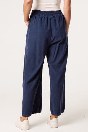 Pure Cotton Velvet Feel Wide Leg Trouser