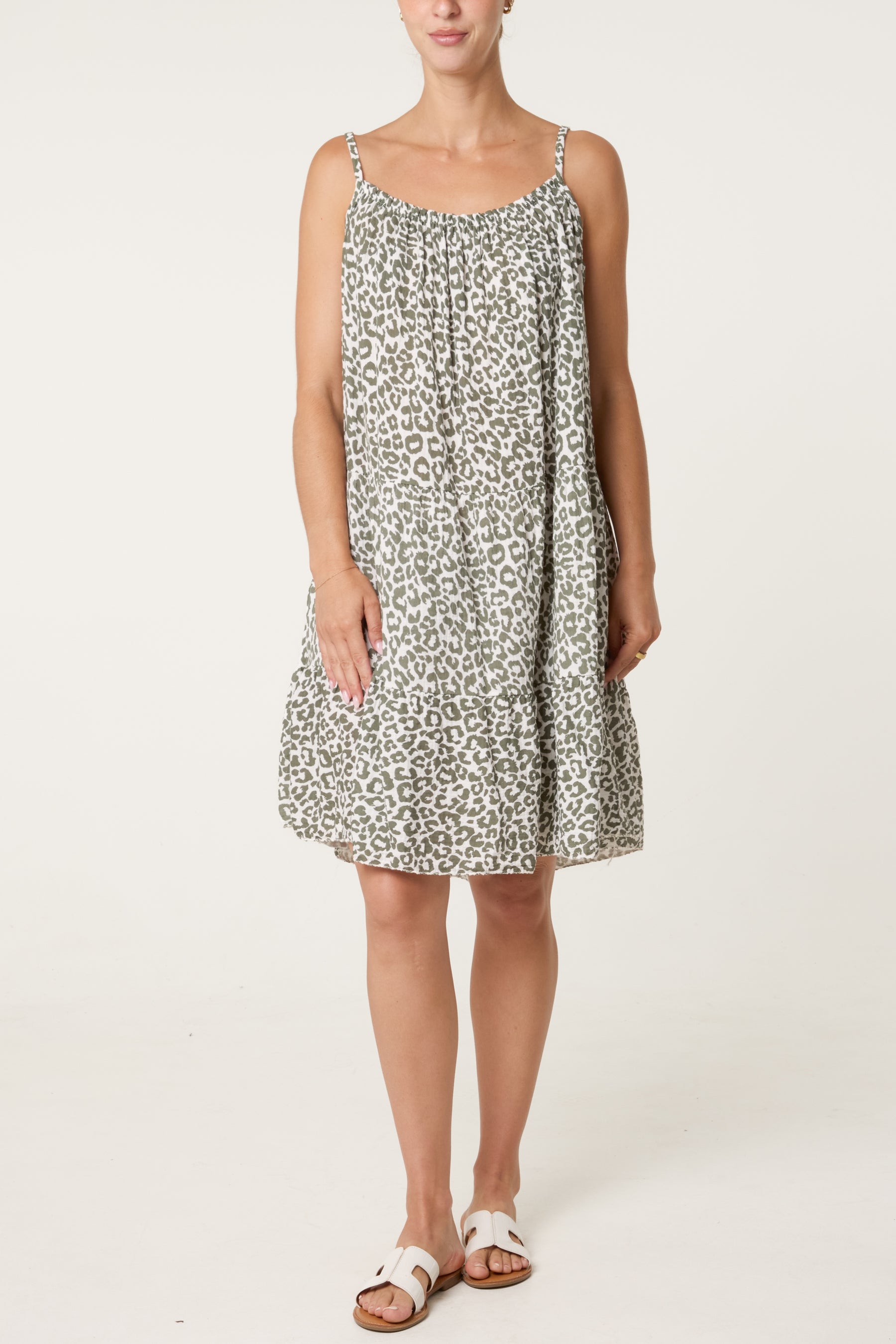 Cheetah Cheesecloth Cami Mini Dress