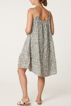 Cheetah Cheesecloth Cami Mini Dress