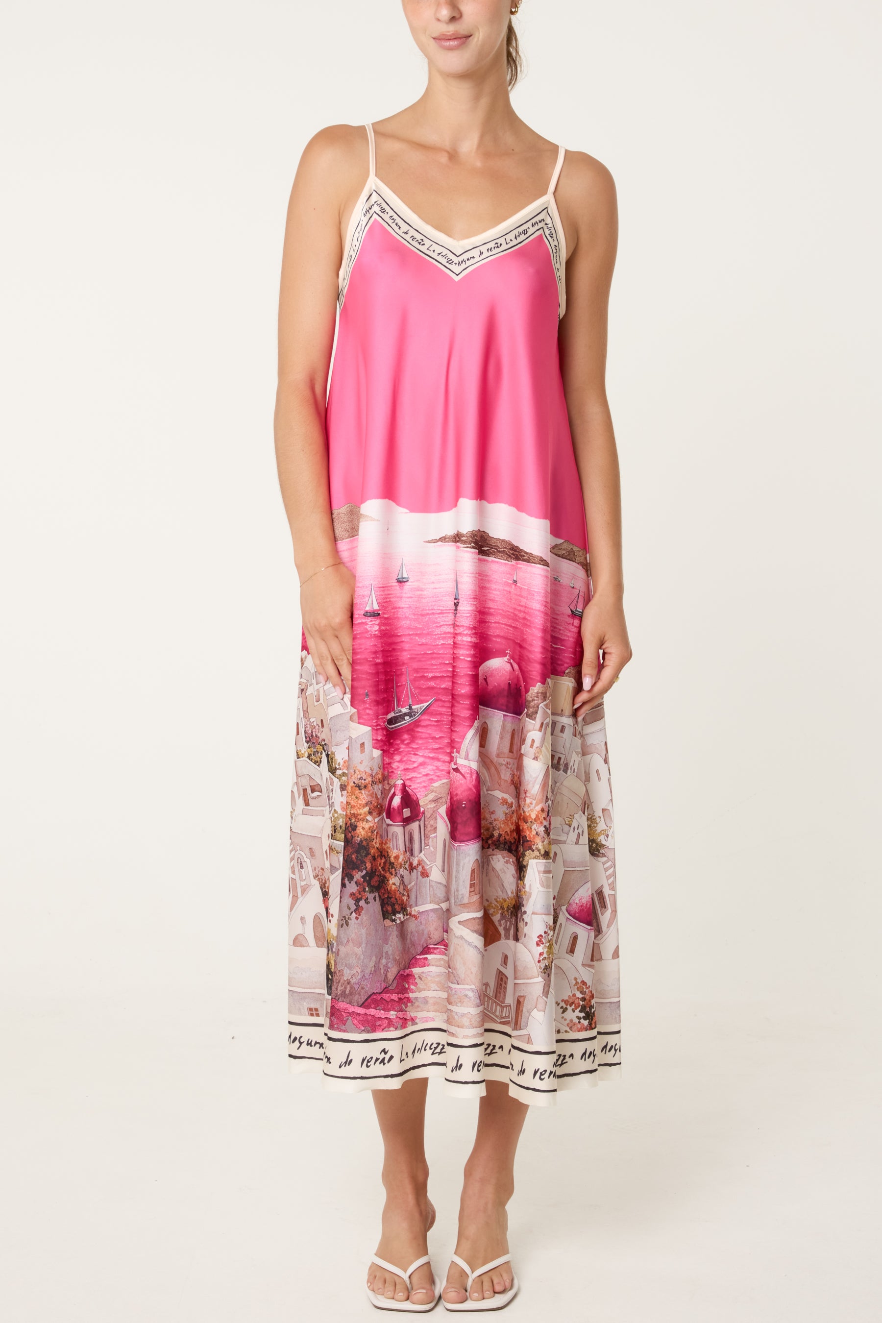 Santorini Satin Cami Midi Dress