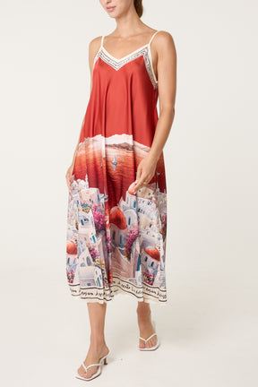 Santorini Satin Cami Midi Dress