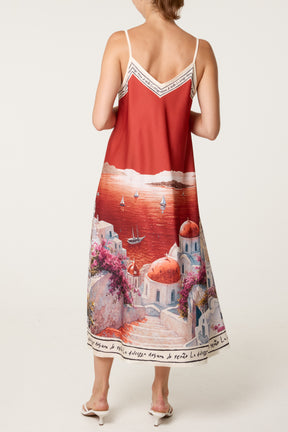 Santorini Satin Cami Midi Dress