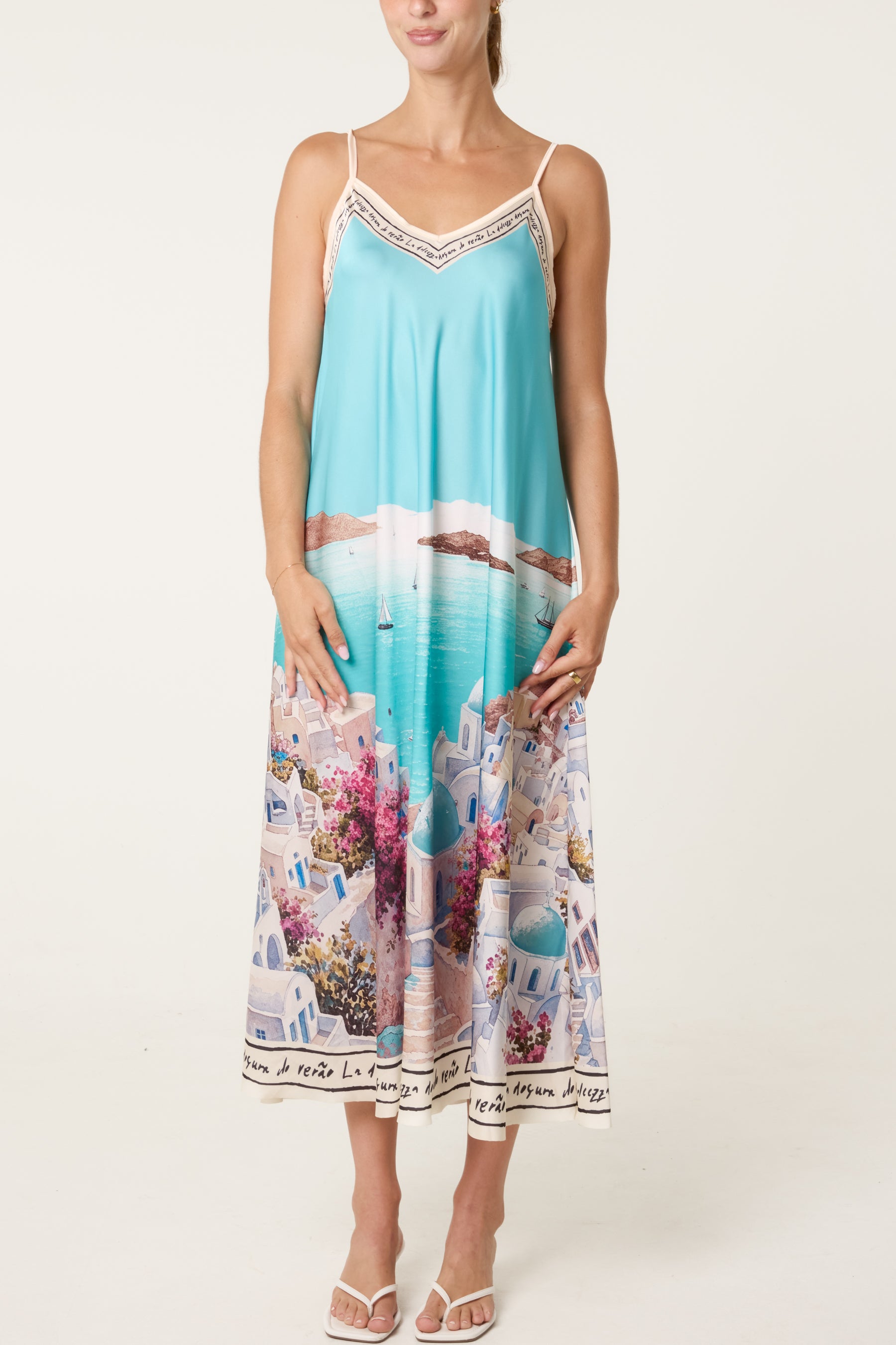 Santorini Satin Cami Midi Dress