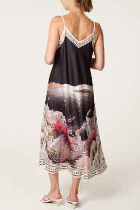 Santorini Satin Cami Midi Dress