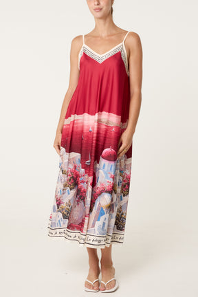 Santorini Satin Cami Midi Dress