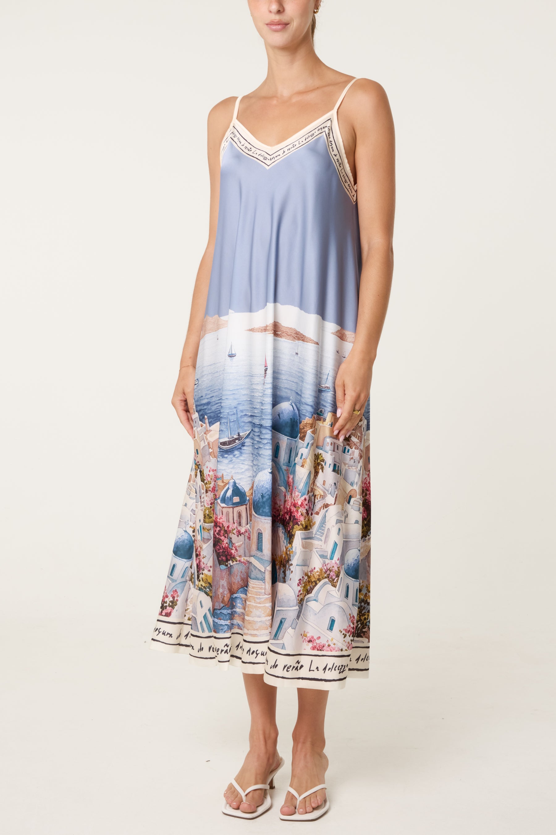 Santorini Satin Cami Midi Dress