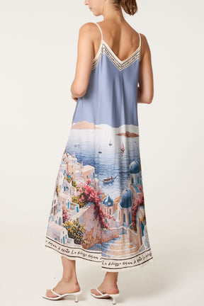 Santorini Satin Cami Midi Dress