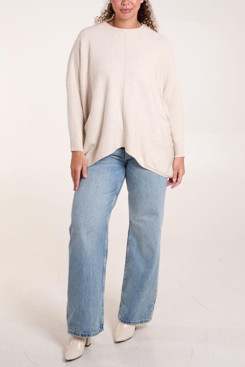 Round Neck Pocket Seam Jumper