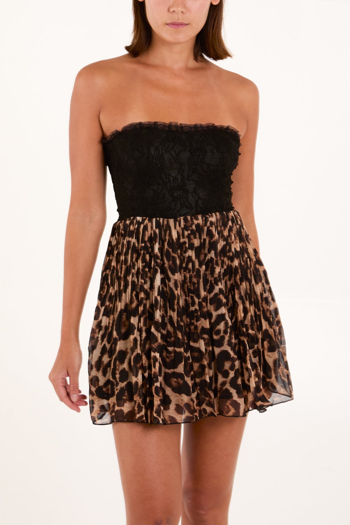 Strapless Tube Leopard Print Mini Dress