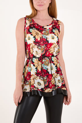 Tassel Belt Floral Tunic Top