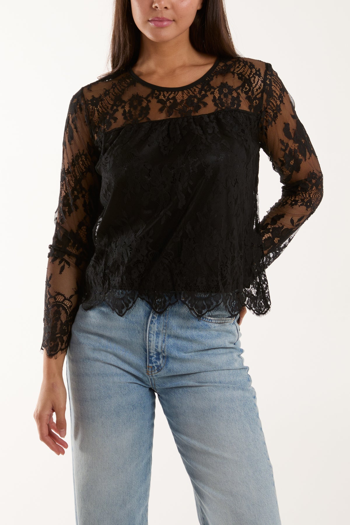 Lace Long Sleeve Top w/ Lining