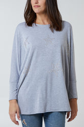 Batwing Diamante Star Jersey Top