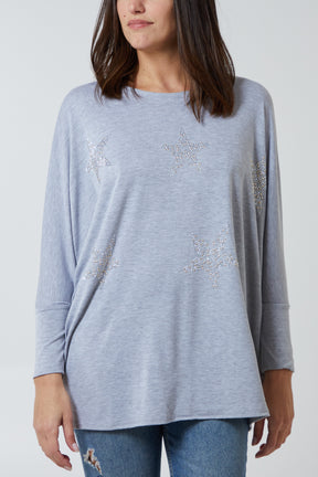 Batwing Diamante Star Jersey Top