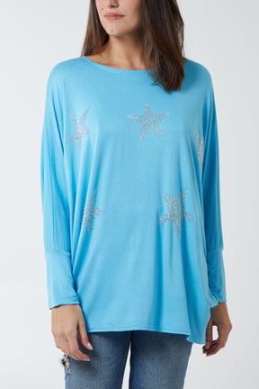 Batwing Diamante Star Jersey Top