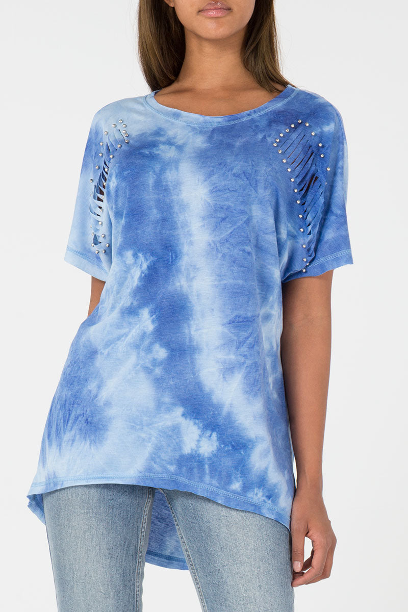 Tie Dye Beaded Oversized Top