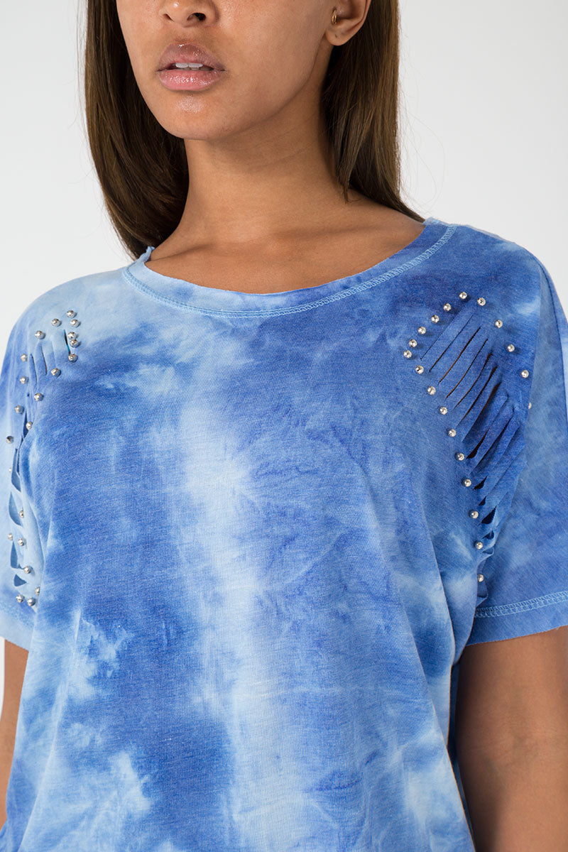 Tie Dye Beaded Oversized Top