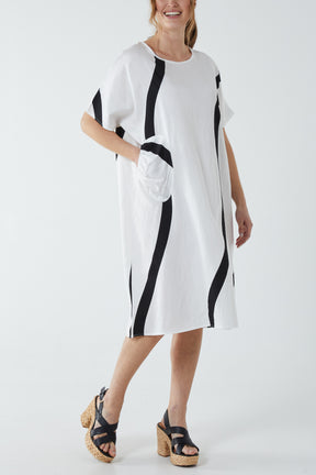 Abstract Line Detail Tunic Dress
