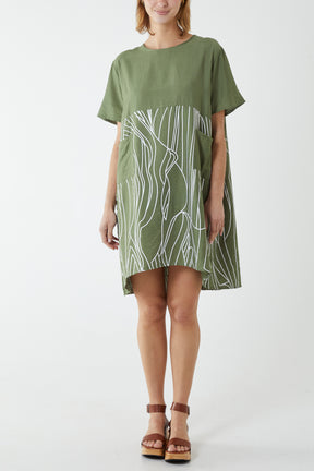 Abstract Cocoon Pocket Tunic Dress
