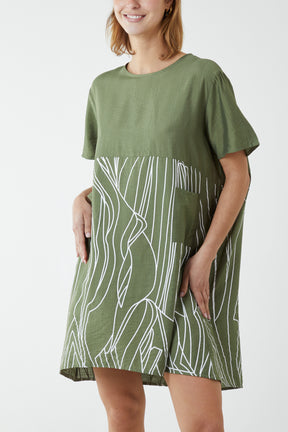Abstract Cocoon Pocket Tunic Dress