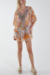 Embellished Patchwork Sheer Kimono