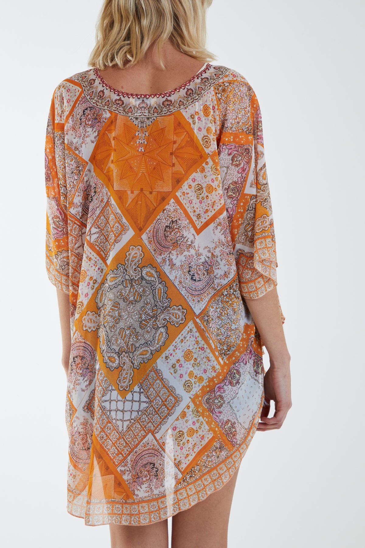 Embellished Patchwork Sheer Kimono