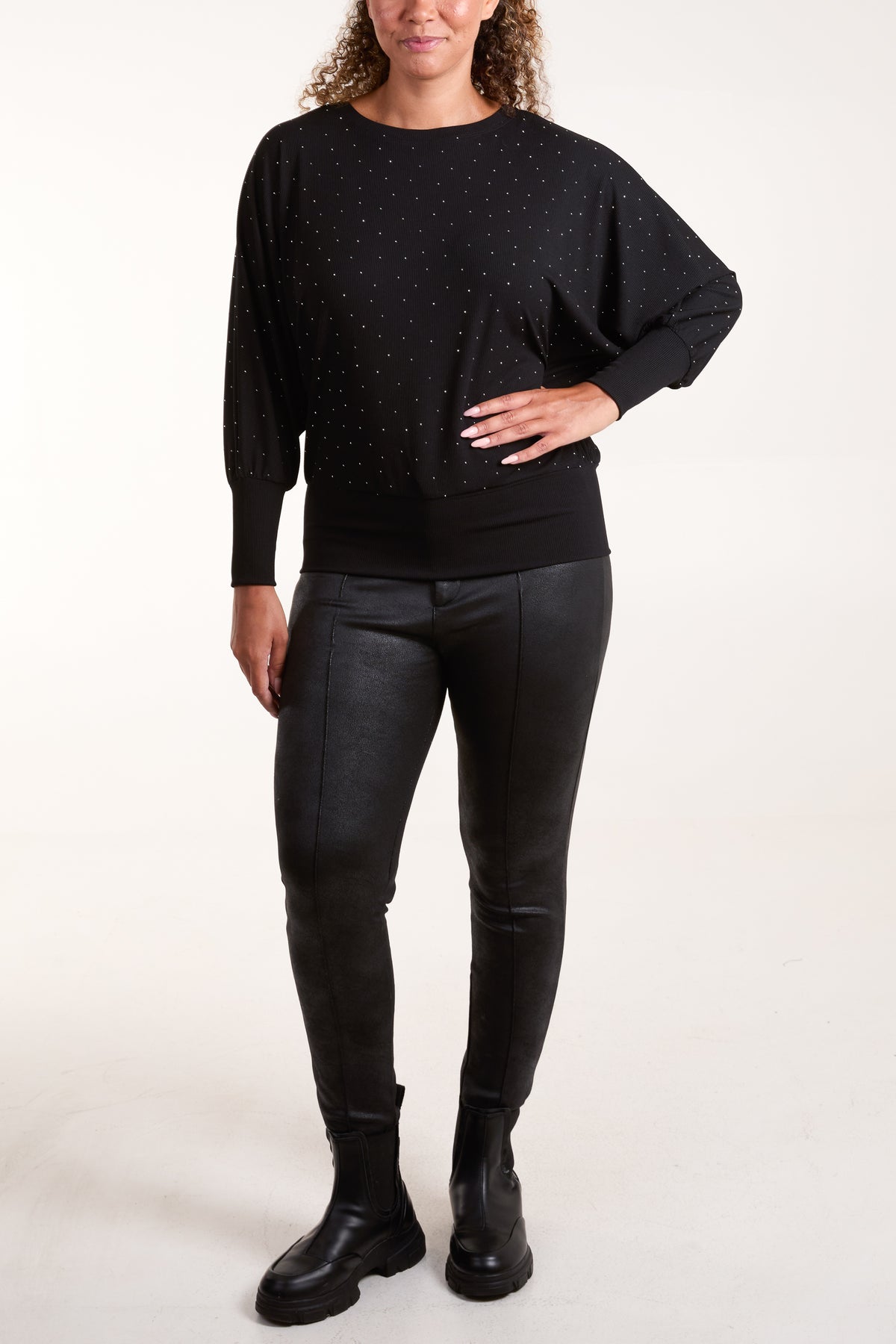 Diamante Batwing Sleeve Top