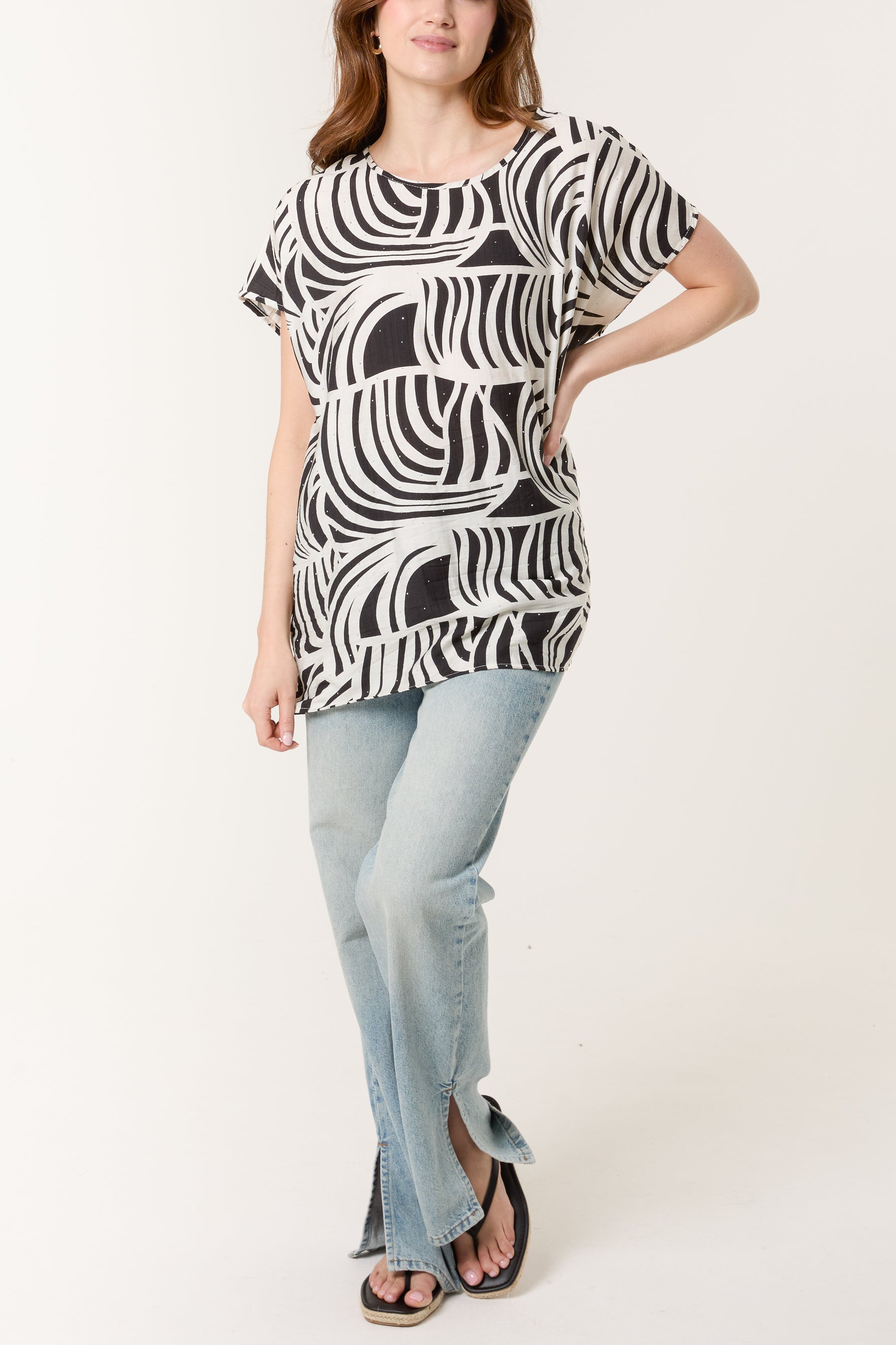 Geometric Embellished Relaxed Top