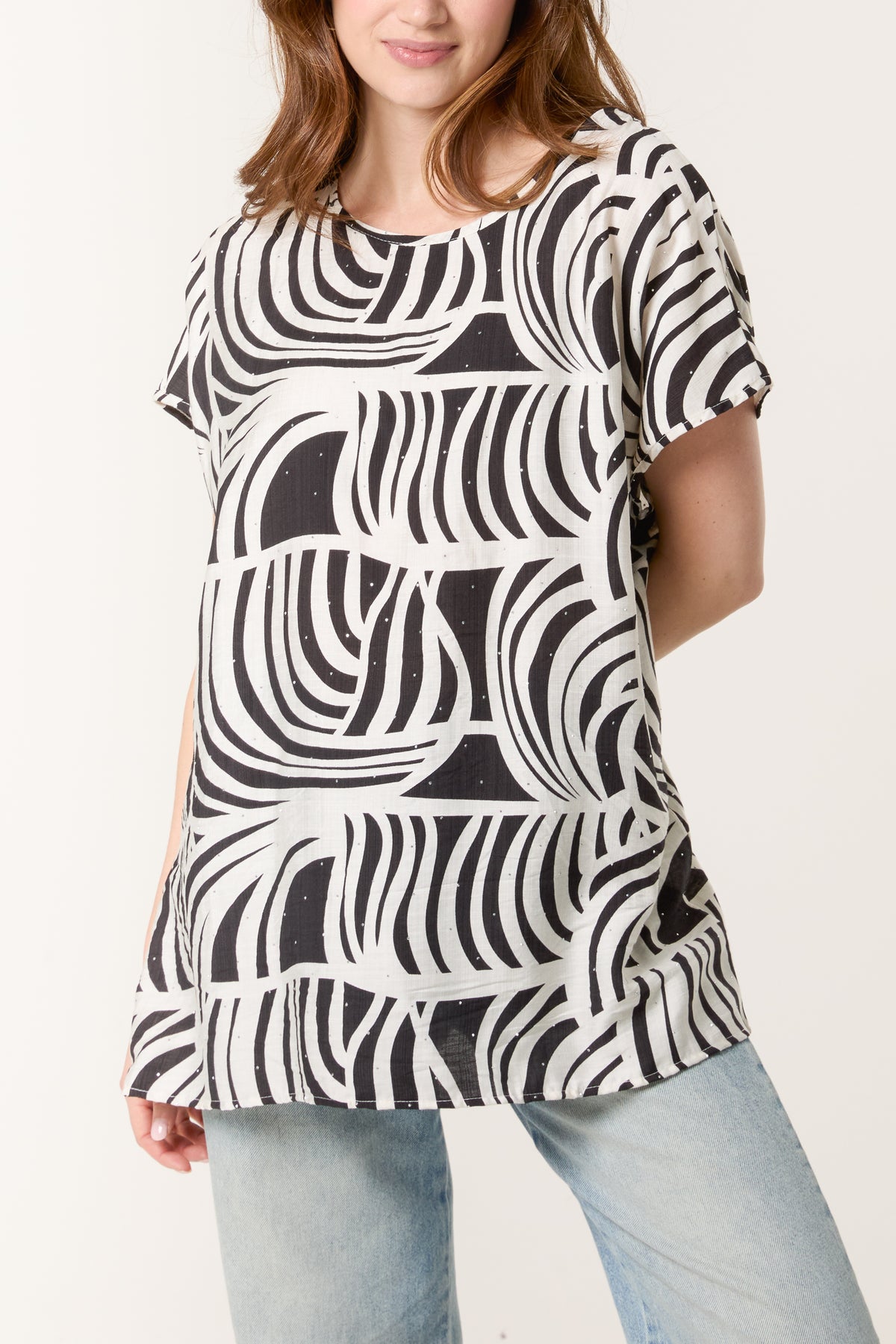 Geometric Embellished Relaxed Top