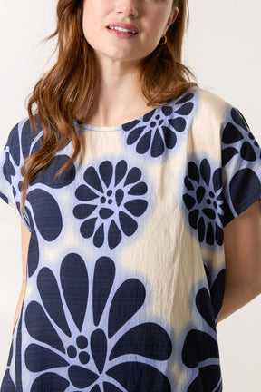 Floral Border Round Neck Top
