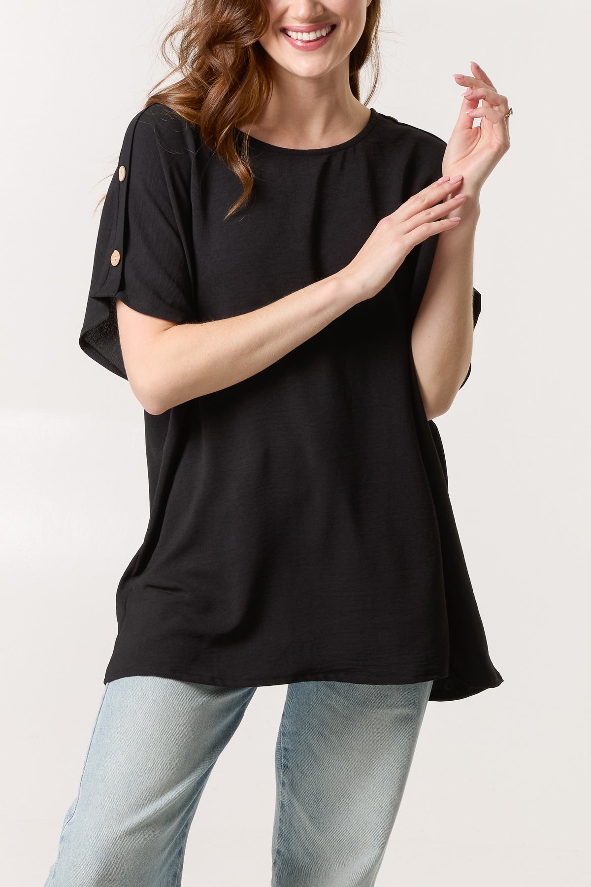 Button Sleeve Relaxed Top