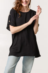 Button Sleeve Relaxed Top