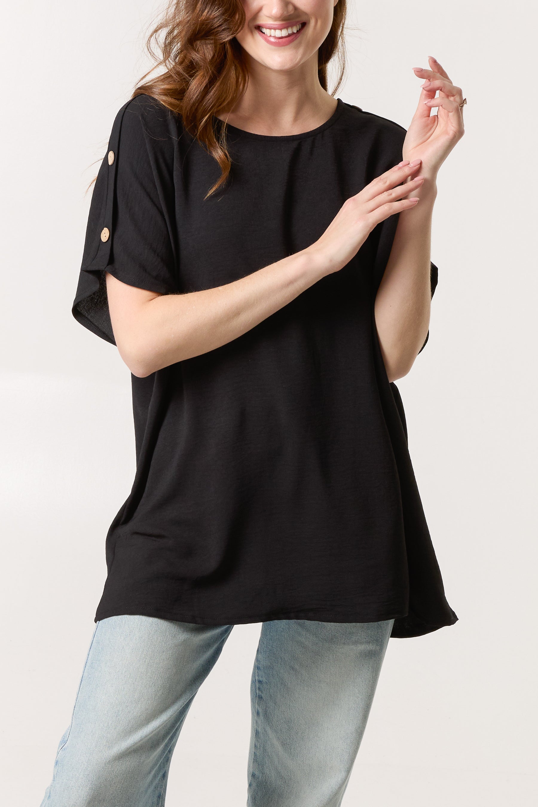 Button Sleeve Relaxed Top