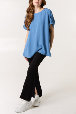 Button Sleeve Relaxed Top