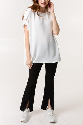 Button Sleeve Relaxed Top