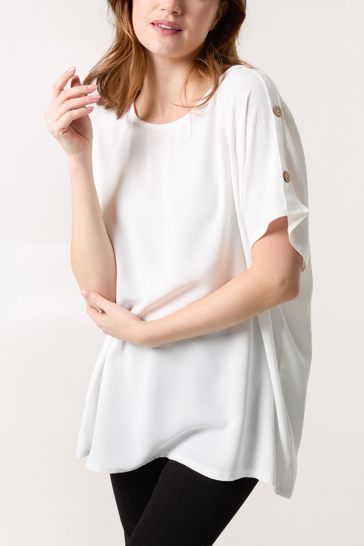 Button Sleeve Relaxed Top