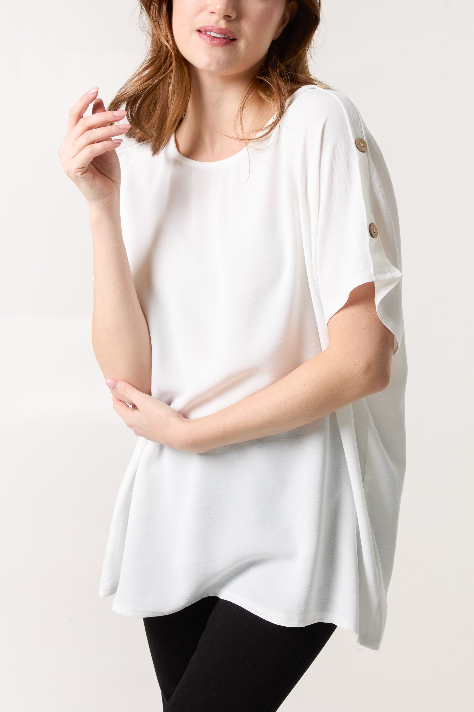 Button Sleeve Relaxed Top