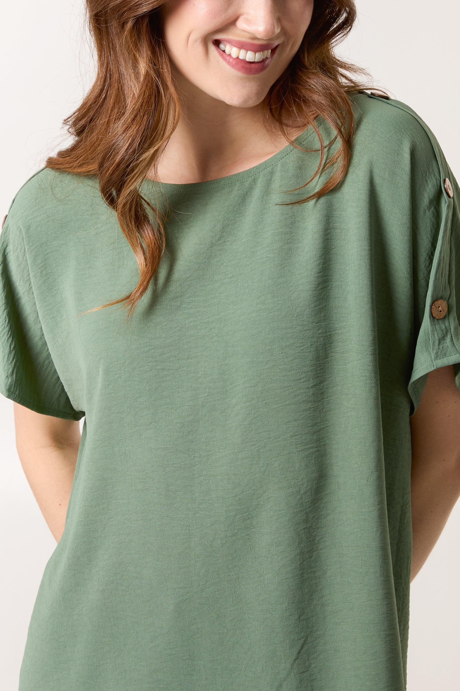 Button Sleeve Relaxed Top