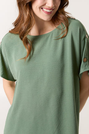 Button Sleeve Relaxed Top