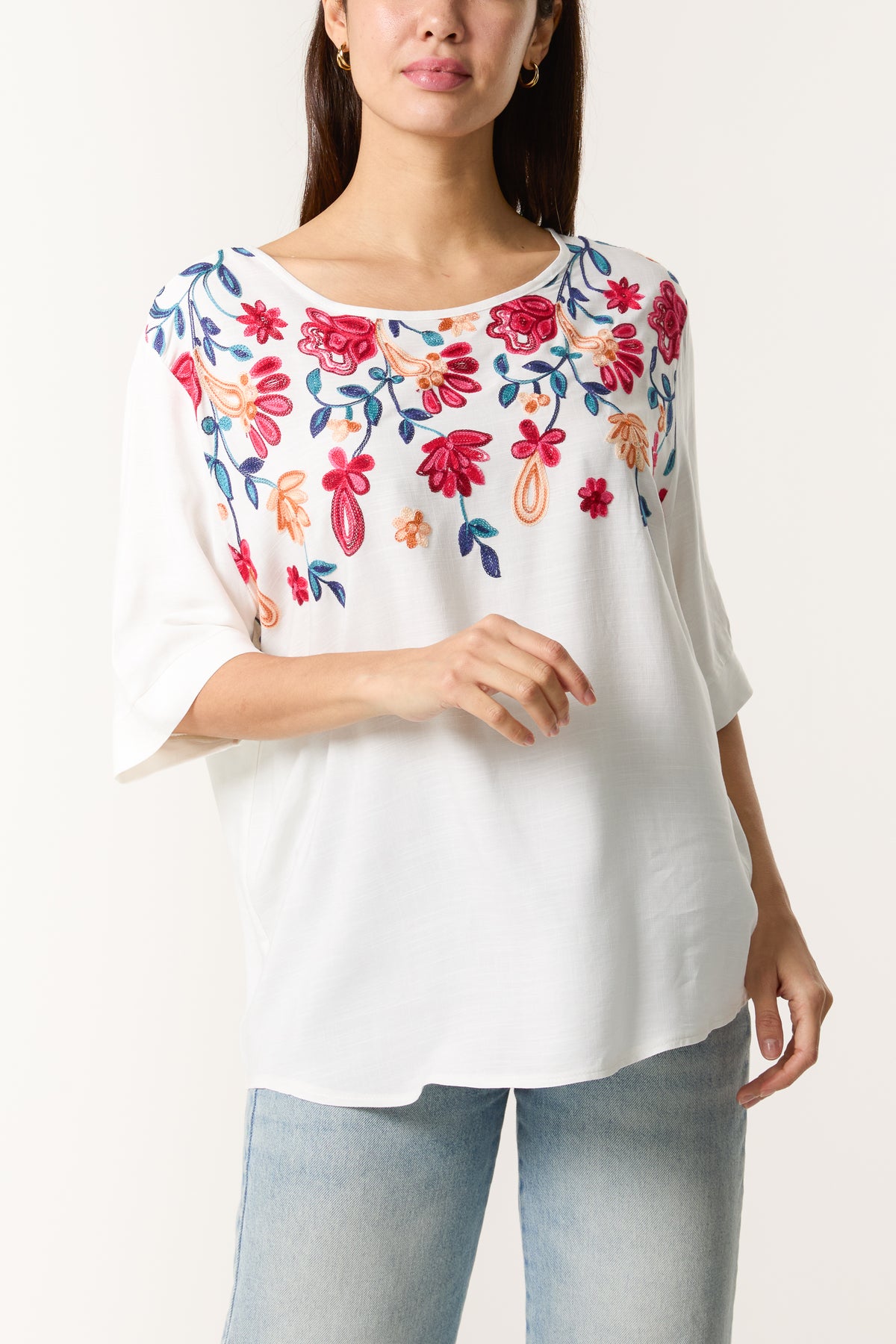 Floral Embroidery Relaxed Top