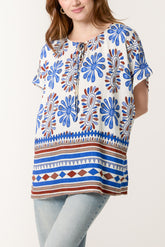 Floral Border Print Top
