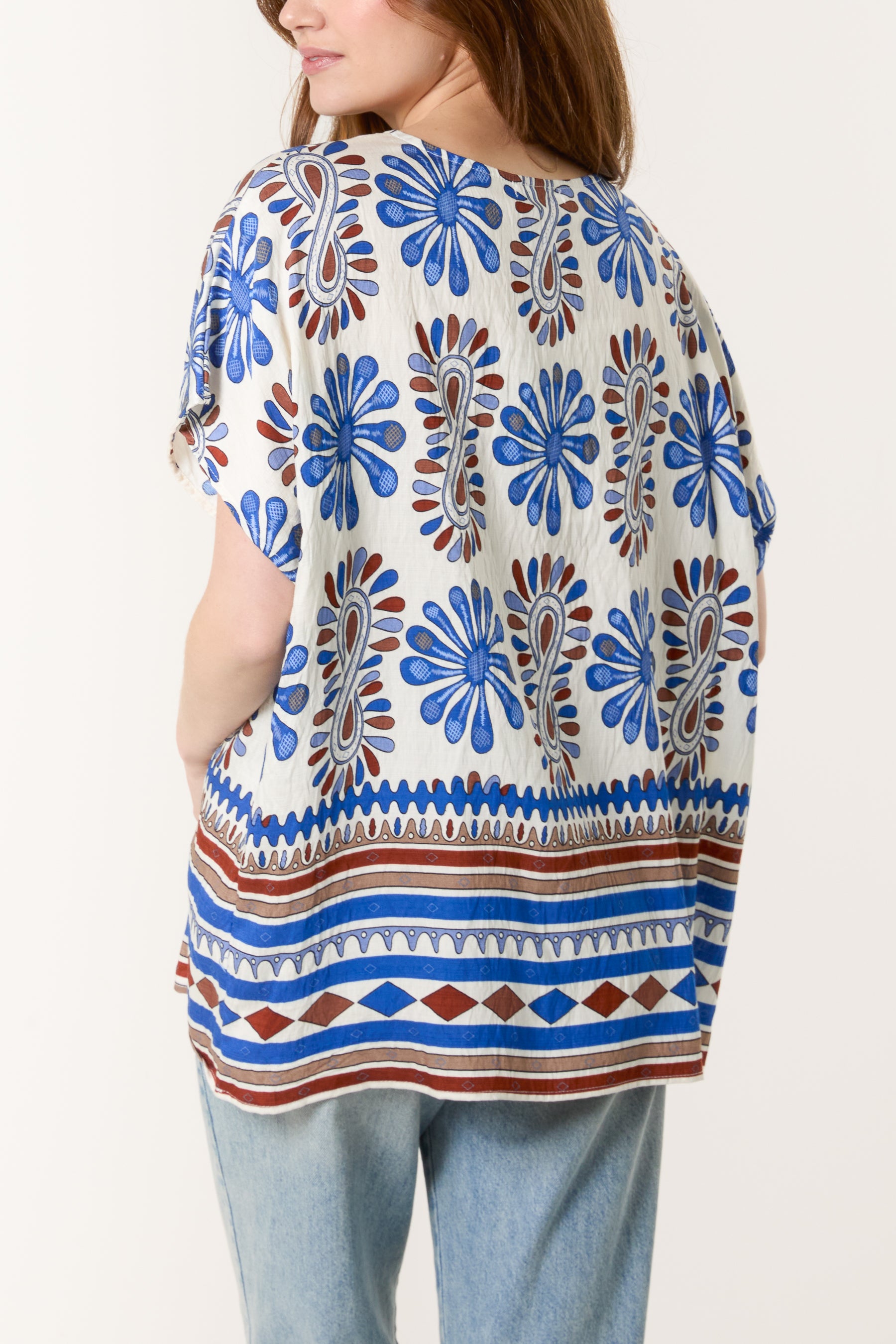 Floral Border Print Top