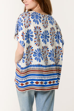 Floral Border Print Top