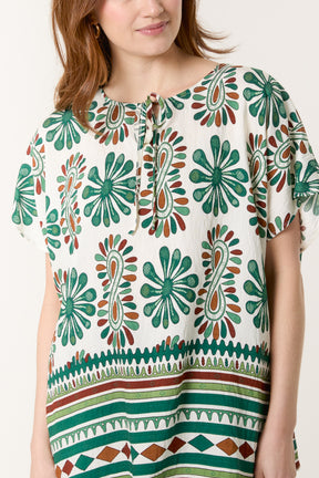 Floral Border Print Top