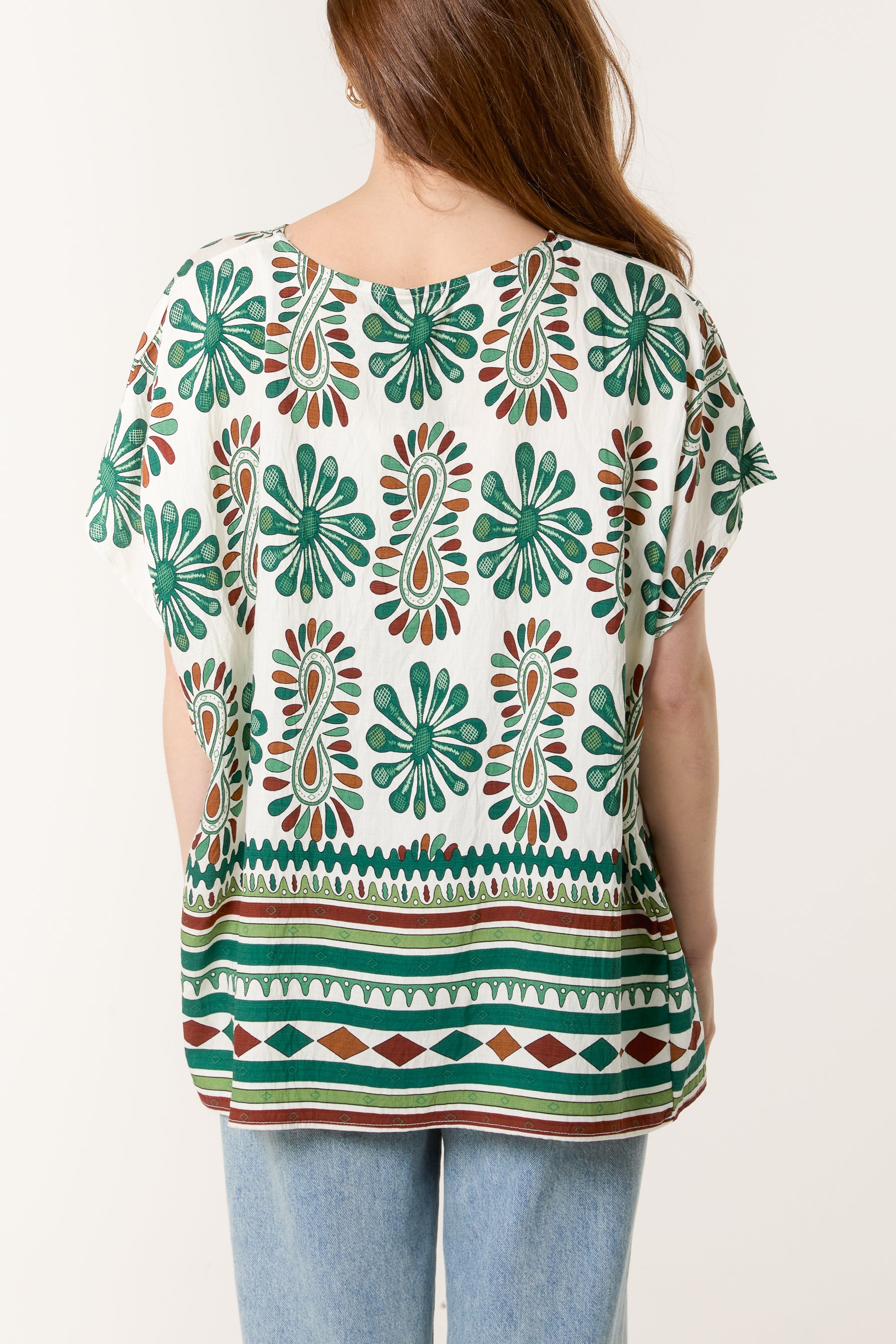 Floral Border Print Top