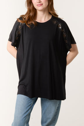 Lace Flower Detail T-Shirt