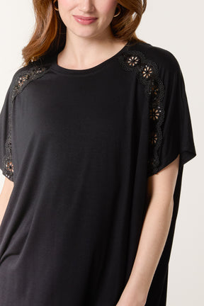 Lace Flower Detail T-Shirt