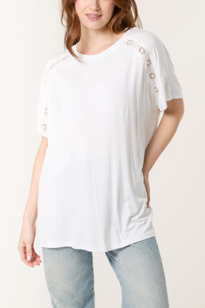 Lace Flower Detail T-Shirt