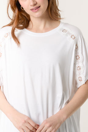 Lace Flower Detail T-Shirt