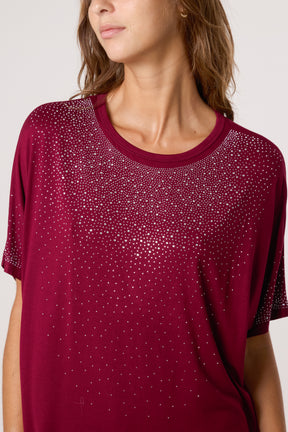 Diamante Embellished Round Neck Top