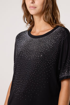 Diamante Embellished Round Neck Top